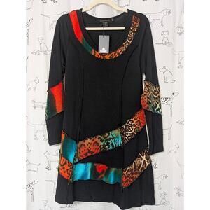 NWT Radzoli Leopard Print Womens Tunic S Black Art to Wear Witchy Whimsygoth